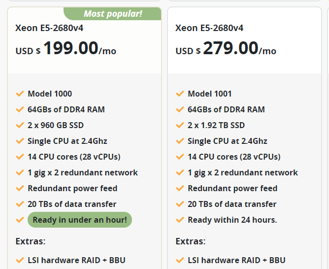 New bare metal dedicated servers with RAID